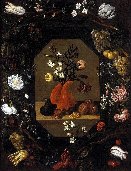 Juan de  Espinosa surrounded by a wreath of flowers and fruit France oil painting art